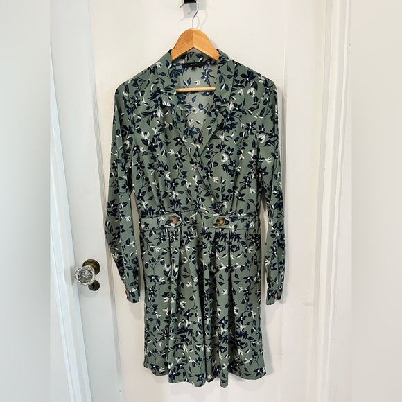 Vera Moda Green & Black Floral Dress – Size M - Picture 2 of 5